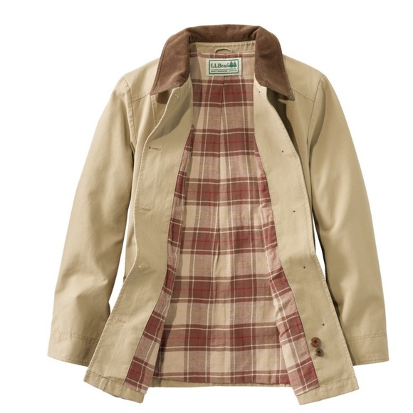 L.L. Bean Women's Adirondack Flannel-Lined Barn Coat in Dark Khaki, Size XS - Picture 7 of 15